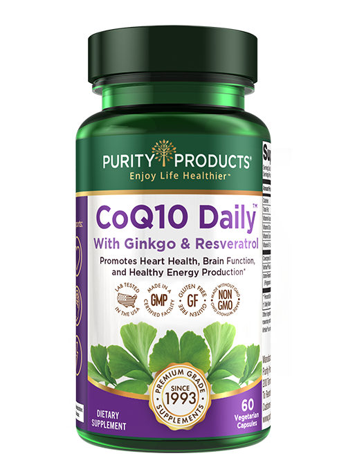 Purity Products CoQ10 Daily Super Boost with Ginkgo & Resveratrol - 60 Vegetarian Capsules